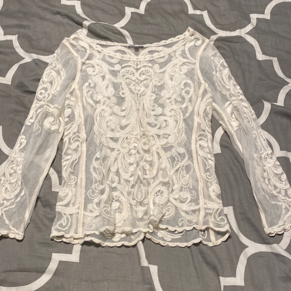 Express Size Small Lace Long Sleeve Shirt